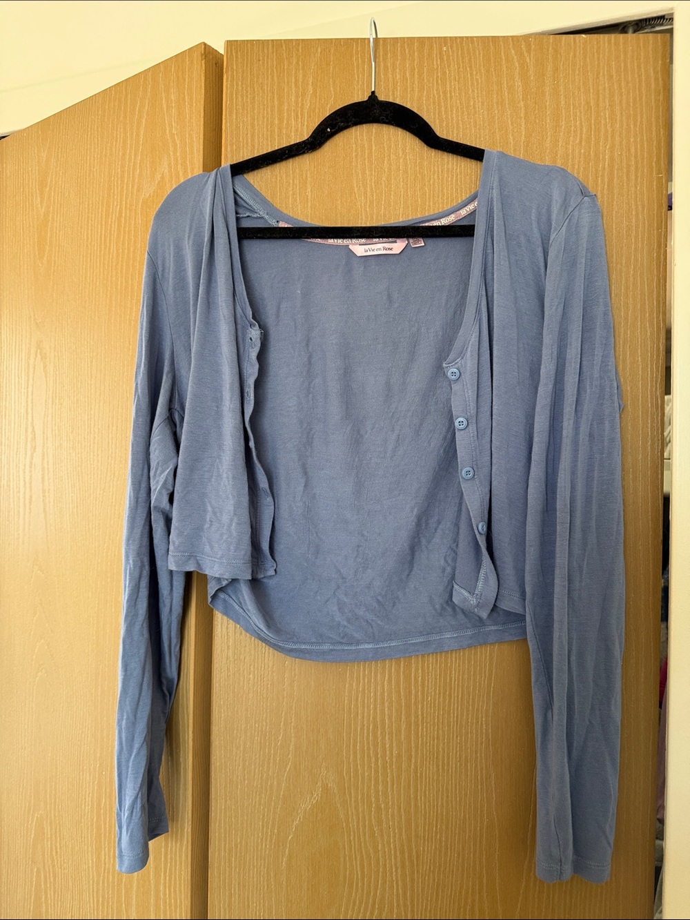 La Vie En Rose Dusty Blue Cropped Cardigan